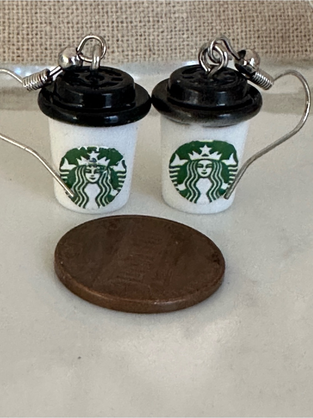 Starbucks White and Green Mini Coffee Cup pierced earring